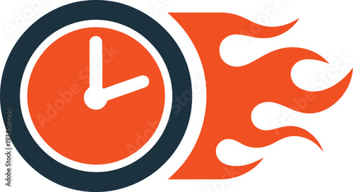Flaming clock symbolizing urgency and time-sensitive actions Vector