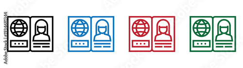 Global business team icons with security access symbols in flat design vector illustration