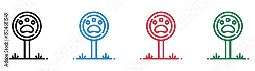 Four cartoon plants with expressive faces showing emotions isolated on white background vector illustration