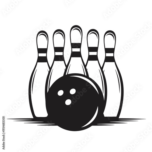 A Bowling Ball Strikes the Pins, Sending Sharp Impact Lines Outward around Them