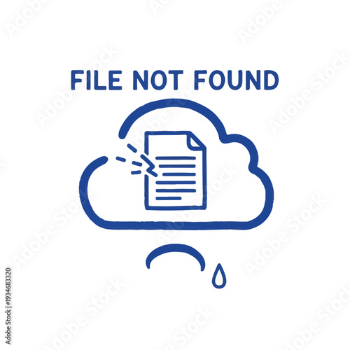 Cloud error file not found sadness icon vector for website maintenance 404 page and digital technology infrastructure