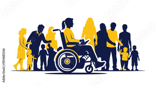 Community Gathering: Illustration Showing Inclusion and Support for All Abilities and Disabilities