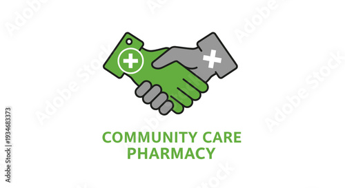 Community Pharmacy Logo Depicting Healthcare Collaboration And Medical Partnership