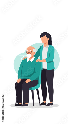 Compassionate Caregiver Comforting Senior Citizen: A Symbol Of Elderly Assistance And Support