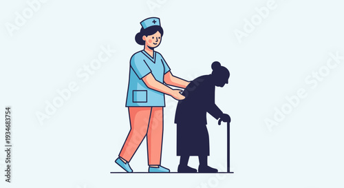 Compassionate Nurse Assisting Elderly Person, Representing Healthcare And Support