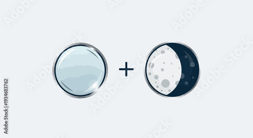 Conceptual Illustration Depicting a Spherical Orb Merging With Lunar Phases Composition