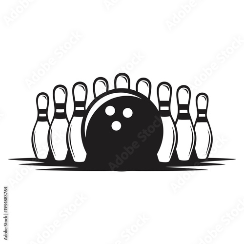 An illustrative bowling lane featuring pins and a ball evokes classic recreational fun