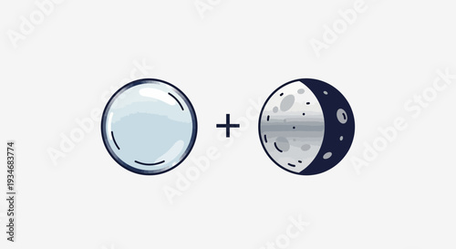 Conceptual Illustration Depicting a Spherical Shape Combining With a Crescent Moon