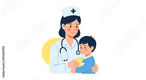 Compassionate Nurse Comforting A Child: Healthcare Professional Providing Reassurance