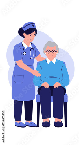 Compassionate Nurse Comforting Elder Patient Offering Support and Gentle Care Providing Aid