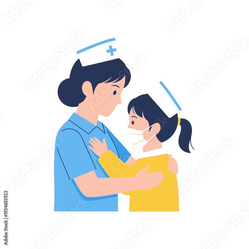 Compassionate Nurse Comforting a Child, Showing Support and Providing Gentle Reassurance