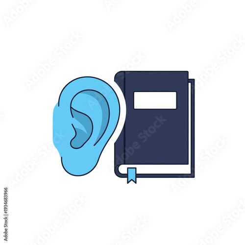 Conceptual Illustration Depicting Auditory Learning and Knowledge Acquisition through Books