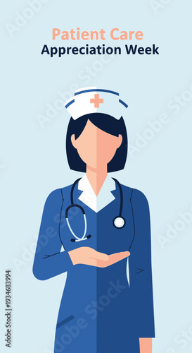 Compassionate Nurse Depicted With Offering Hand Gesture During Patient Care Celebration