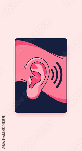 Conceptual Illustration Depicting Auditory Perception and Sound Waves in a Modern Artistic Style