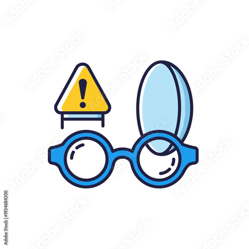 Conceptual Illustration: Eyewear, Contact Lens, And Safety Symbol Against White Background
