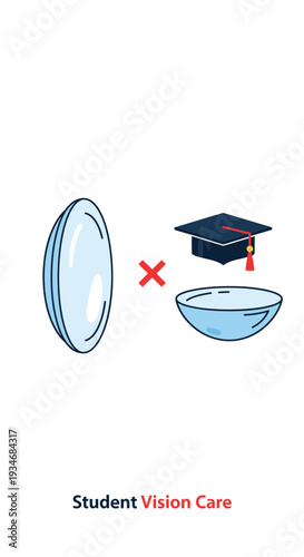 Conceptual Illustration Depicting Contact Lenses Over Education, Avoiding Academic Pursuits