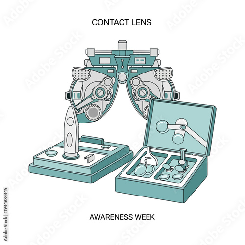 Comprehensive Eye Care Tools Depicted, Showcasing Ophthalmic Instruments for Visual Health Awareness