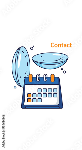 Conceptual Illustration Depicting Contact Lenses with Schedule Planning and Vision Care Appointment