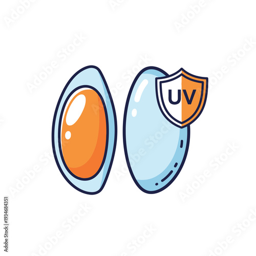 Conceptual Illustration Depicting Contact Lenses with UV Protection and Ophthalmological Innovation