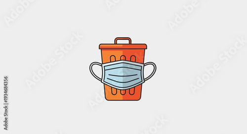 Conceptual Illustration: Mask, Trash Can, Modern Health Crisis, And Wasted Protection