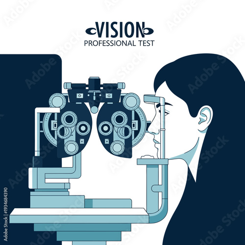 Comprehensive Eye Examination: A Detailed Illustration Of Vision Professional Test For Healthcare