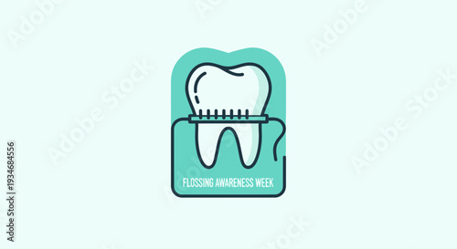 Conceptual Illustration Depicting Dental Hygiene And Flossing Awareness Week Celebration