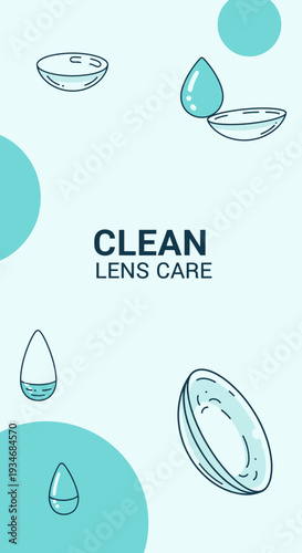Conceptual Illustration Showcasing Contact Lens Hygiene and Promoting Eye Health and Wellness