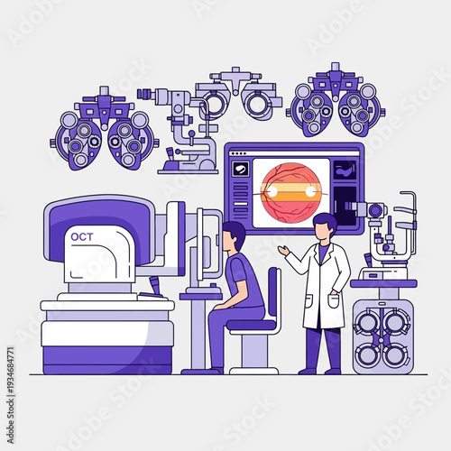 Comprehensive Eye Examination: Modern Ophthalmology Clinic with Advanced Diagnostic Equipment and