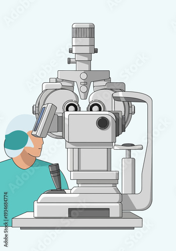 Comprehensive Eye Examination: Patient Undergoing Advanced Vision Assessment Using Specialized