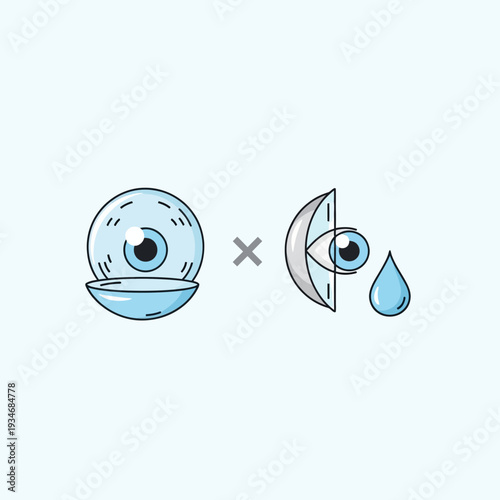 Conceptual Illustration Depicting Eye Care and Vision Correction with Contact Lens Solutions