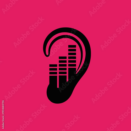 Creative Soundwave Ear Icon, Representing Audio Signal And Auditory Perception Accurately