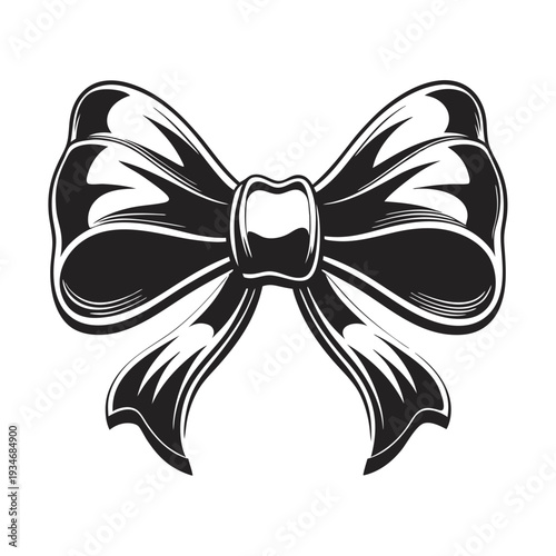 Ornate black bow and arrow symbol shows classical archery equipment with detailed fletching