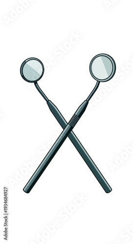 Crossed Dental Instruments Depicting Oral Examination and Professional Healthcare Procedures