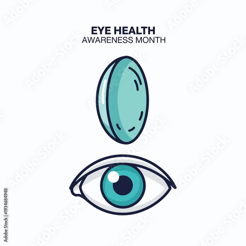 Conceptual Illustration Depicting Eye Health Awareness Month and Contact Lens Care