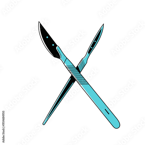 Crossed Scalpels Depicting Surgical Precision and Medical Instruments on a White Background