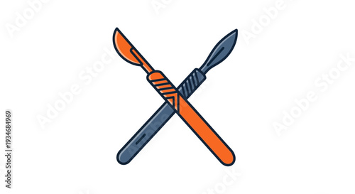 Crossed Surgical Scalpels Depicting Medical Procedure and Health Treatment Illustration