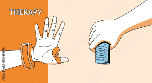 Conceptual Therapy Illustration Depicting Rejection of Assistance and Mental Health Treatment