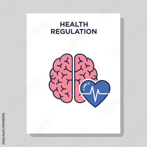 Conceptual Illustration Depicting Health Regulation Featuring Brain and Heart Symbols
