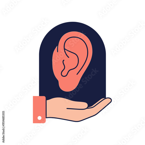 Conceptual Illustration Depicting Hearing and Attention, Artistic Interpretation of Auditory