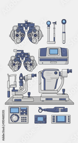 Comprehensive Ophthalmic Equipment Array Depicting Modern Vision Care Technology Solutions
