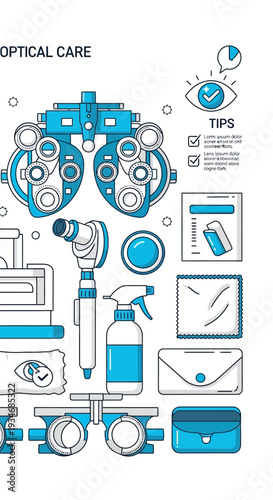 Comprehensive Ophthalmic Examination Equipment Display Illustrating Vision Care and Eye Health