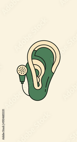 Conceptual Illustration Depicting Hearing Augmentation Technology and Auditory Assistance Device