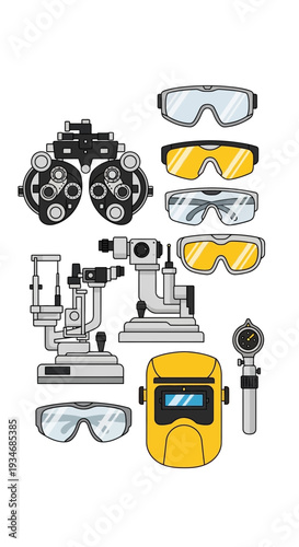 Comprehensive Ophthalmic Tools and Protective Eyewear Collection for Vision Care Professionals
