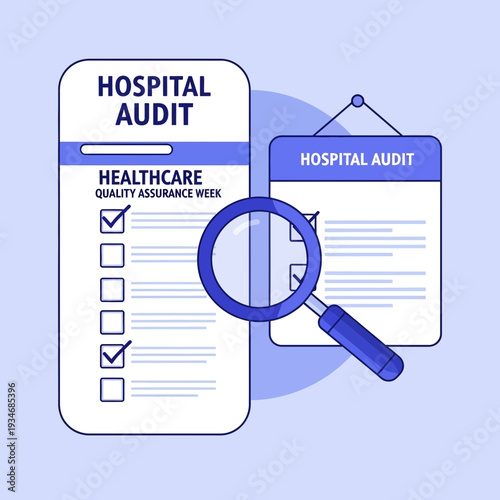 Conceptual Illustration Depicting Hospital Audit Procedures and Healthcare Quality Assurance