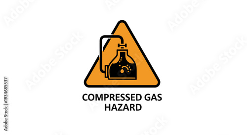 Compressed Gas Warning Sign On White Background Showing Potential Chemical Dangers To All