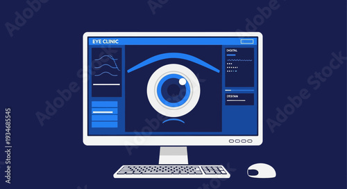 Computer Screen Depicting Eye Clinic Digital Analysis And Diagnostics Visualization