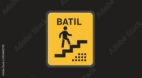 Conceptual Ascending Figure Sign Displaying Progress and Upward Movement on Dark Background