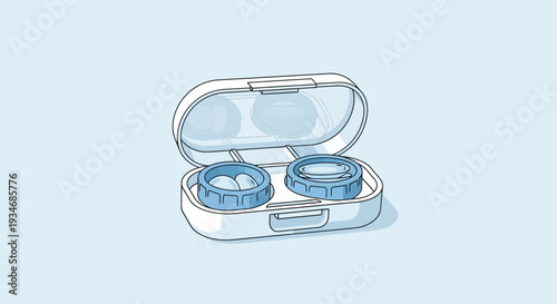 Contact Lens Case Illustration Depicting Hygiene and Visual Aid Practices for Clear Sight