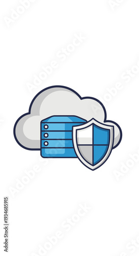 Conceptual Illustration Depicting Secure Cloud Data Storage, Server Protection, and Digital Security
