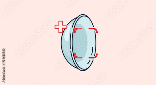 Contact Lens Depiction With Plus Sign And Focus Frame For Healthcare Illustration